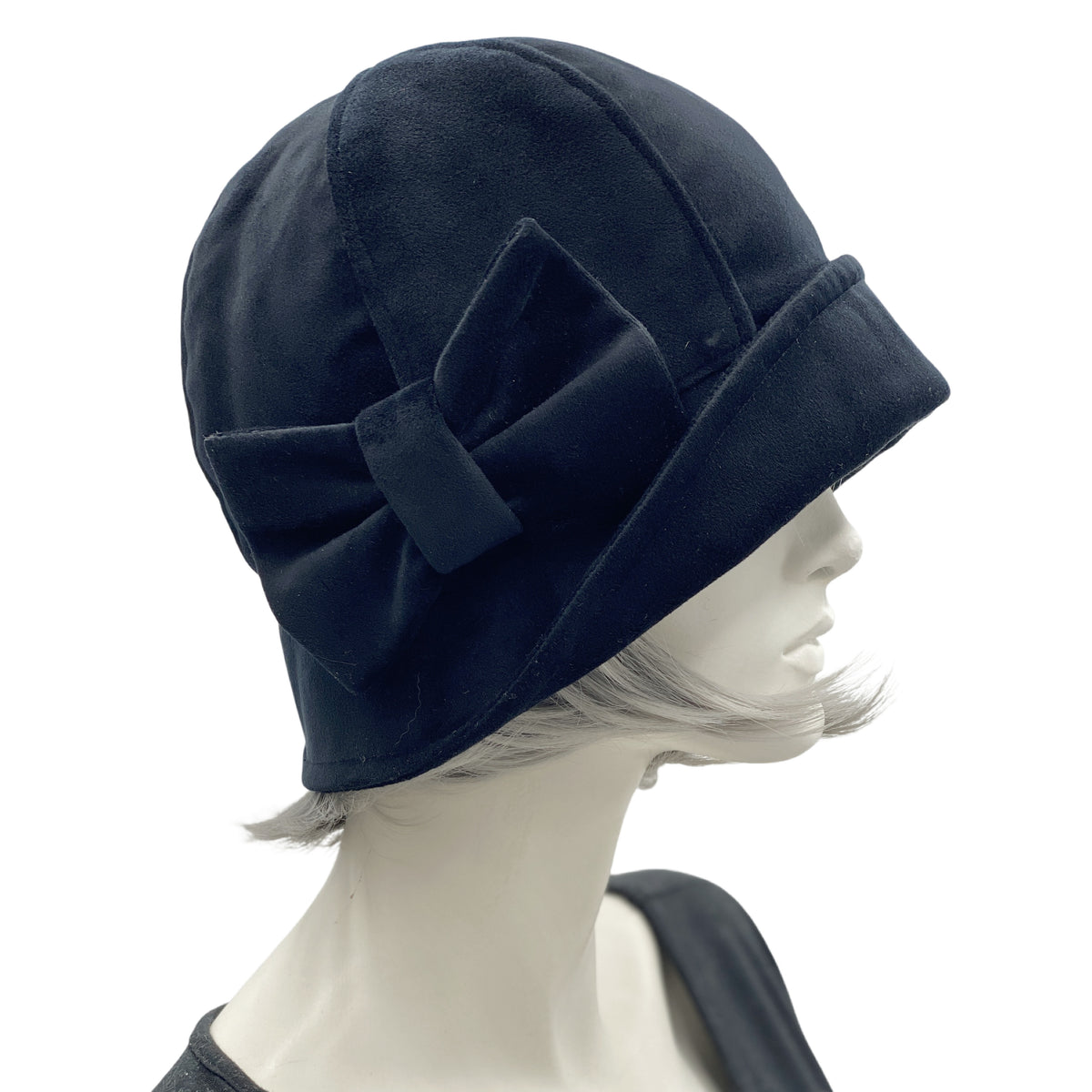 Velvet 1920's Style Cloche Hat with Bow in Several Color Options | The