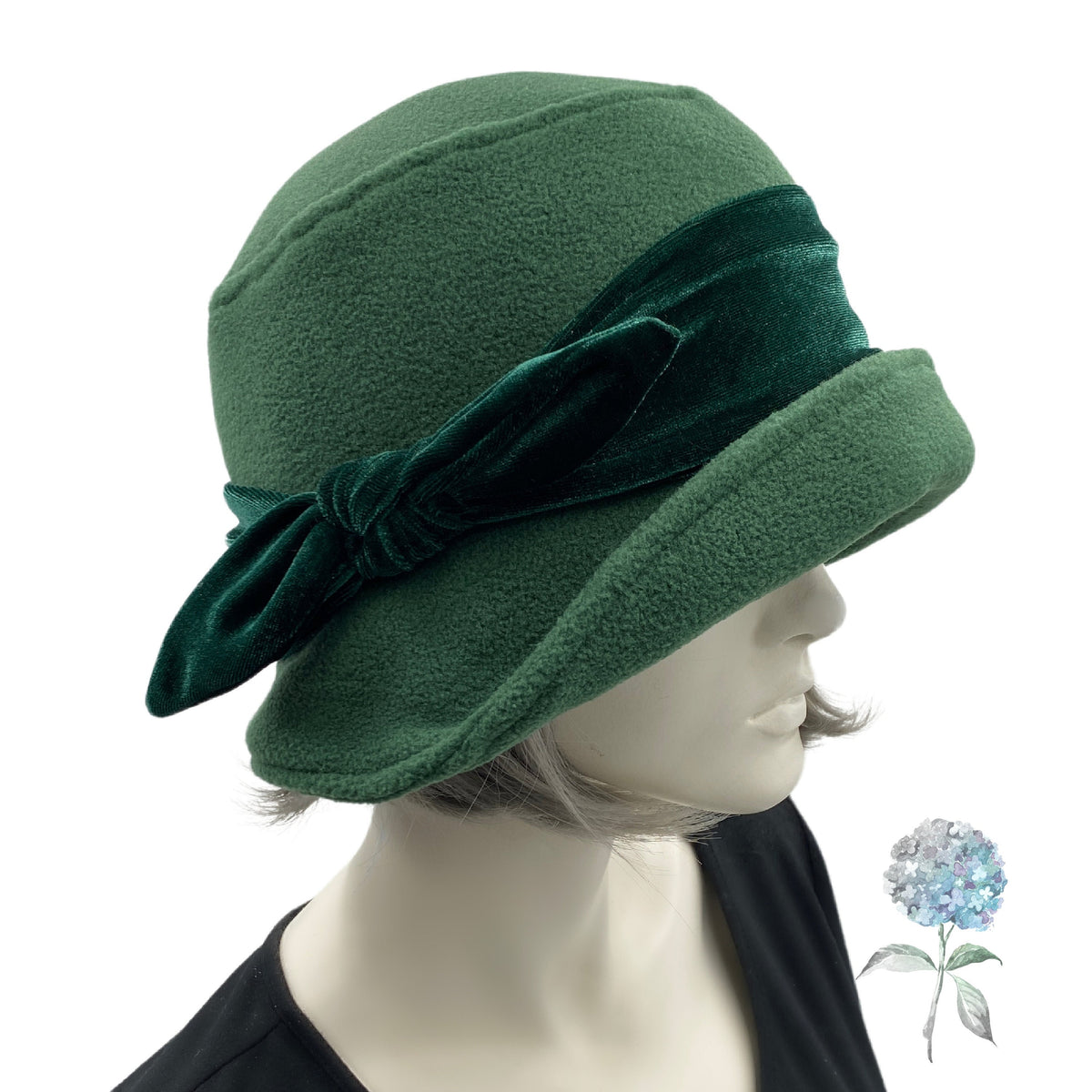 Cloche Hat in Fleece with Velvet Band and Bow | The Eleanor