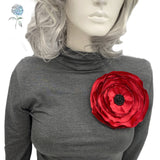 Satin Poppy Style Hair Flower Fascinator or Brooch