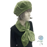 Emerald Green Velvet Beret and Scarf