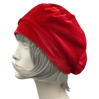 Red Beret, Velvet Hat, Satin Lined, Beret Hats for Women, Size Petite Ready to Ship, Wife Birthday Gift, Handmade in USA