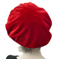 Red Beret, Velvet Hat, Satin Lined, Beret Hats for Women, Size Petite Ready to Ship, Wife Birthday Gift, Handmade in USA