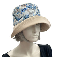 Summer Hats Women, Size Medium Ready to Ship, Cloche Hat, Handmade Sun Hat, Floral Garden and Tea Party Hat