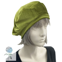 Satin Lined Velvet Beret Hat Handmade in Chartreuse Green in a Size Small/Medium Ready to Ship, Gift Ideas For Women