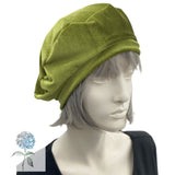 Satin Lined Velvet Beret Hat Handmade in Chartreuse Green in a Size Small/Medium Ready to Ship, Gift Ideas For Women