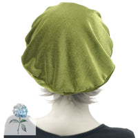 Satin Lined Velvet Beret Hat Handmade in Chartreuse Green in a Size Small/Medium Ready to Ship, Gift Ideas For Women