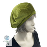 Satin Lined Velvet Beret Hat Handmade in Chartreuse Green in a Size Small/Medium Ready to Ship, Gift Ideas For Women