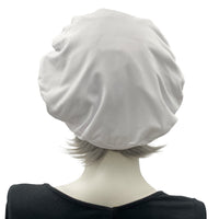 Summer Beret in Soft Slouchy White Jersey, Size M-L Ready to Ship, Chemo Headwear, Last Minute Gift, Handmade in the USA