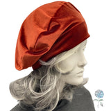 Rust Velvet Beret Hat for Women, Size Small/Medium Satin Lined Ready to Ship, Handmade in the USA