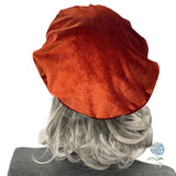 Rust Velvet Beret Hat for Women, Size Small/Medium Satin Lined Ready to Ship, Handmade in the USA