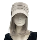 Heather gray linen cadet cap for Women Boston Millinery full head cover