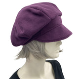Cabbie Hat in Eggplant Fleece or Choose Your Color, Newsboy Women Hats, Handmade in USA