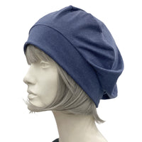 Boston Millinery's Denim  Blue Stretch Jersey Beret Handmade in the USA