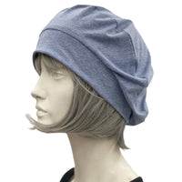 Boston Millinery's Light Denim  Blue Stretch Jersey Beret Handmade in the USA