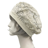 Summer Hats Women, Cream Open Lace Cute Beret, Wedding Hat, Handmade in The USA