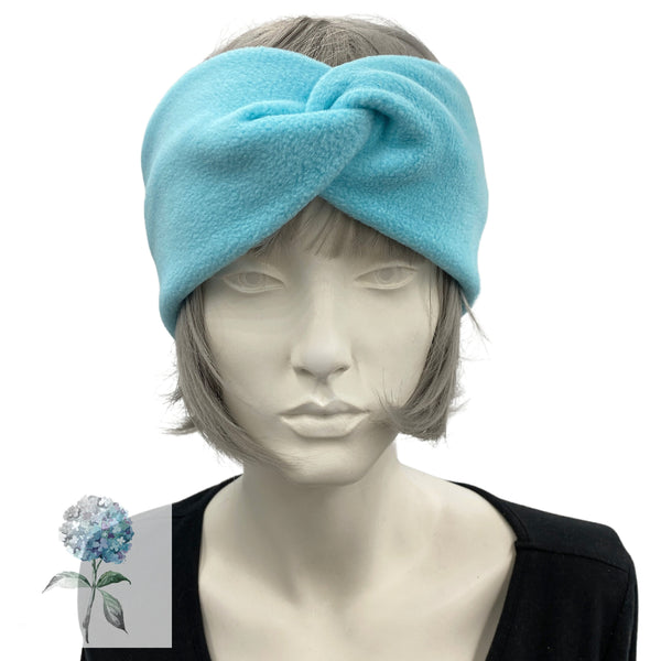 Twisted Turban Headband, Light Blue Fleece or Choose Your Color, Head Wrap  Women, Handmade in the USA